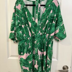 SHEIN Green Leaf Print Jumpsuit